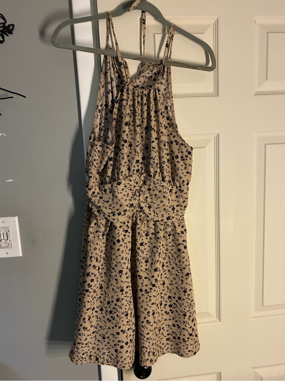 Beige Floral Halter Romper